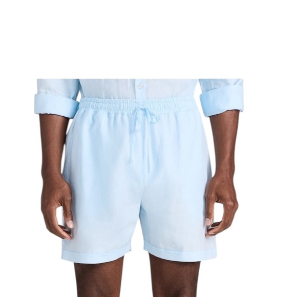 Fanm Mon Demir Drawstring Linen Shorts in Light Lagoon or Light Blue NWOT - Picture 2 of 11